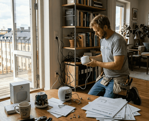 Wifi-installation i Stockholm: optimera ditt nätverk 2026 9 Tekniker installerar wifi i lägenhet